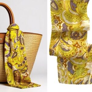 Preppy Twilly Style Scarf in shades of Gold, Yellow and Lilac